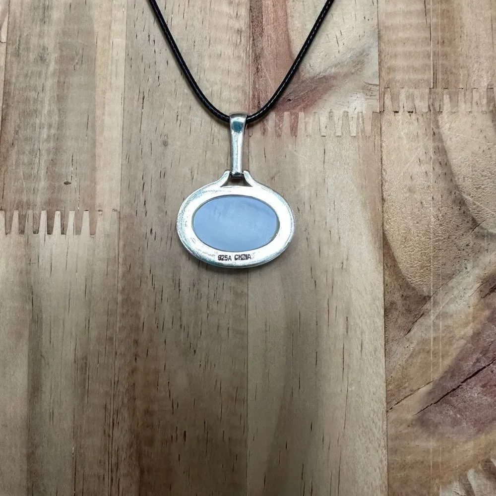Elegant Silver and Blue opal Pendant Necklace
